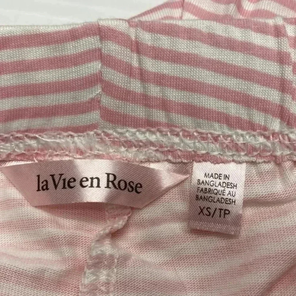 La Vie en Rose Pink Striped Pajama Set - Sizes XS - Picture 6 of 9